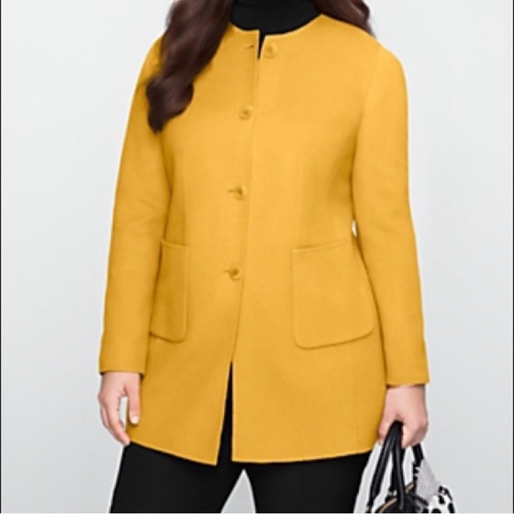 Talbots Mustard Yellow Button Up Long Wool Jacket - Picture 2 of 13